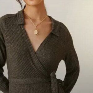 Daily Practice by Anthropologie Black Belted Knit Maxi Dress Small